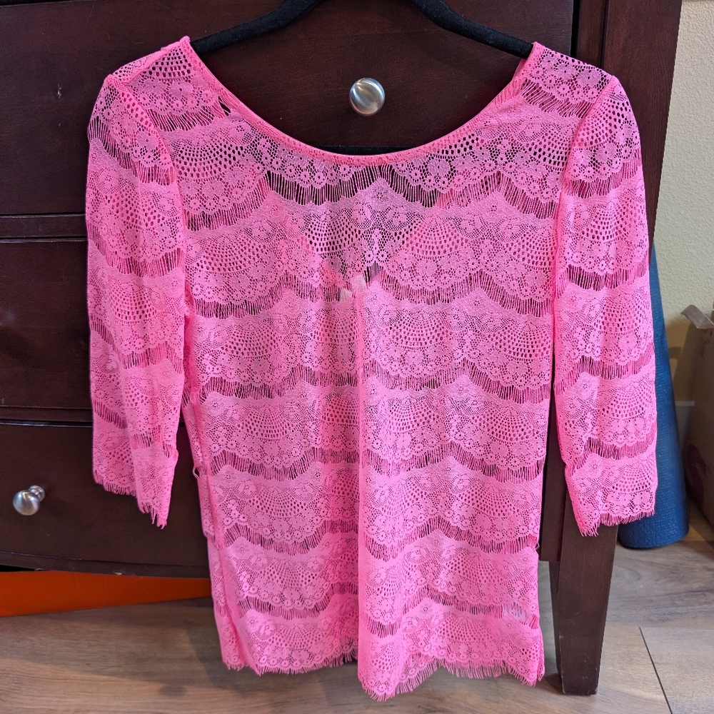 Bellatrix Vibrant Pink Lace Blouse